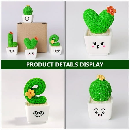 

4Pcs Creative Simulation Cactus Shaped Adornments Decorative Bonsai Prop (Green)