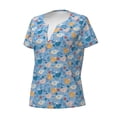 thumbnail image 2 of Naloa Cute Chickens and Flowers Print T-Shirts Short Sleeve V Neck Tees for Women Fashion Tops Trendy Lightweight Soft Casual Summer Outfits Clothes, 2 of 5