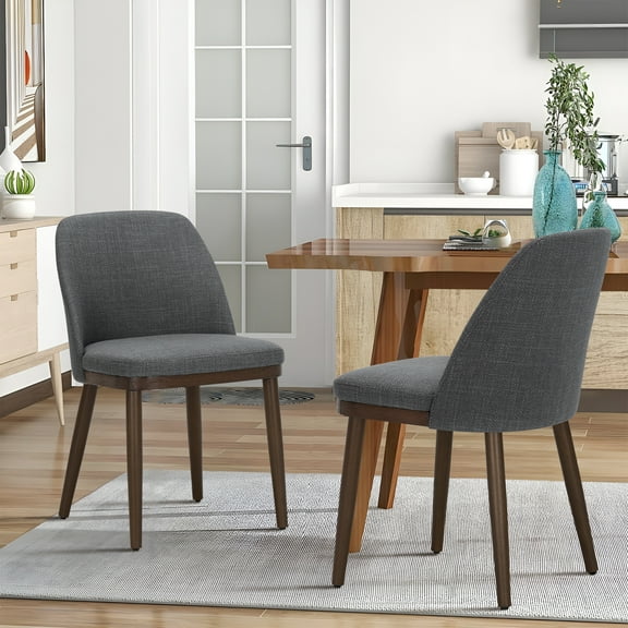 AFO Modern Dining Chairs Set of 2, Fabric Side Dining Room Chairs with Wood Legs for Kitchen Dining Room Restaurant , Light Grey