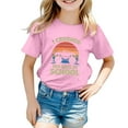 thumbnail image 4 of WEIYLL T-Shirts pour Filles Lettre Voiture École Décontracté Imprimé Col Rond Manches Courtes Amples Sorties Hauts pour 10-11 Ans, 4 of 4