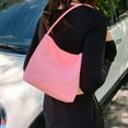 thumbnail image 6 of Women Underarm Bag Letters Embroidery Large Capacity Button Closure Soft Nylon Shoulder Bag Black Free Size, 6 of 7