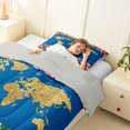 thumbnail image 3 of Manfei World Map Twin Comforter Sets,International Flags Bedding Set,Gold Blue,Light Gray Reversible,2 Pieces,1 Comforter and 1 Pillowcase, 3 of 7