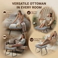 thumbnail image 3 of Tappio Foldable Ottoman Stool, All Weather Wicker Footstool with Cushion and Non-Slip Pads, Outdoor Seating Footrest for Bedroom, Living Room, Porch, Balcony, Gray, 3 of 8