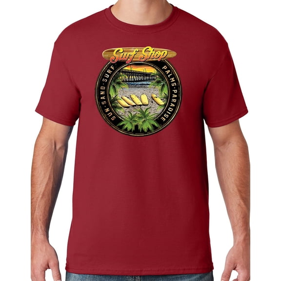 Mens Manu Bay Surf Company CIRCLE SURFING T-shirt, XL Crimson Red