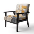 thumbnail image 3 of Designart "modern Assemblage II" Yellow Paint Stroke Upholstered Accent Chair - Modern Arm Chair For Living Room, 3 of 7