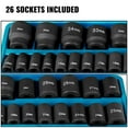 thumbnail image 4 of 26-Piece 1/2" Drive Impact Socket Set CR-MO Steel 6-Point Shallow Sockets Metric 10mm–36mm Heavy Duty with Storage Cage for Auto Repair & Mechanical Use, 4 of 6