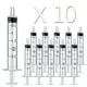 thumbnail image 1 of Paquete de 10 jeringas de plástico de 1 ml/cc, jeringas medidoras de líquidos, herramientas selladas individualmente con medición para laboratorios científicos, medición de líquidos, alimentación de m, 1 of 4