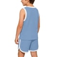 thumbnail image 5 of Cethrio Boys Activewear Outfit Sets Size 10-12, Cotton 2 Piece Sleeveless Summer Kids' Athletic Clothing Sets Blue, 5 of 8