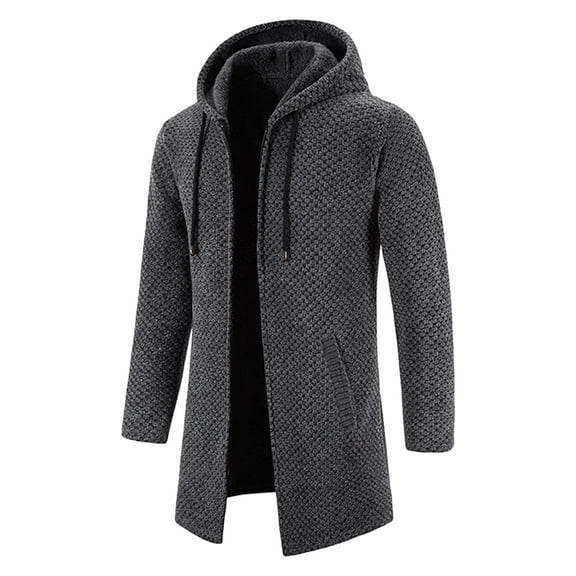 Men's Warm Knitted Sweater Coat Hooded Zipper Cardigan for Autumn Winter Casual Outerwear Comfortable Soft Fabric Stylish Versatile Layering