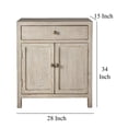 thumbnail image 5 of Benjara Lia Small Accent Cabinet- 2 Door- Drawer- Antique Style Whitewash Wood, 5 of 5