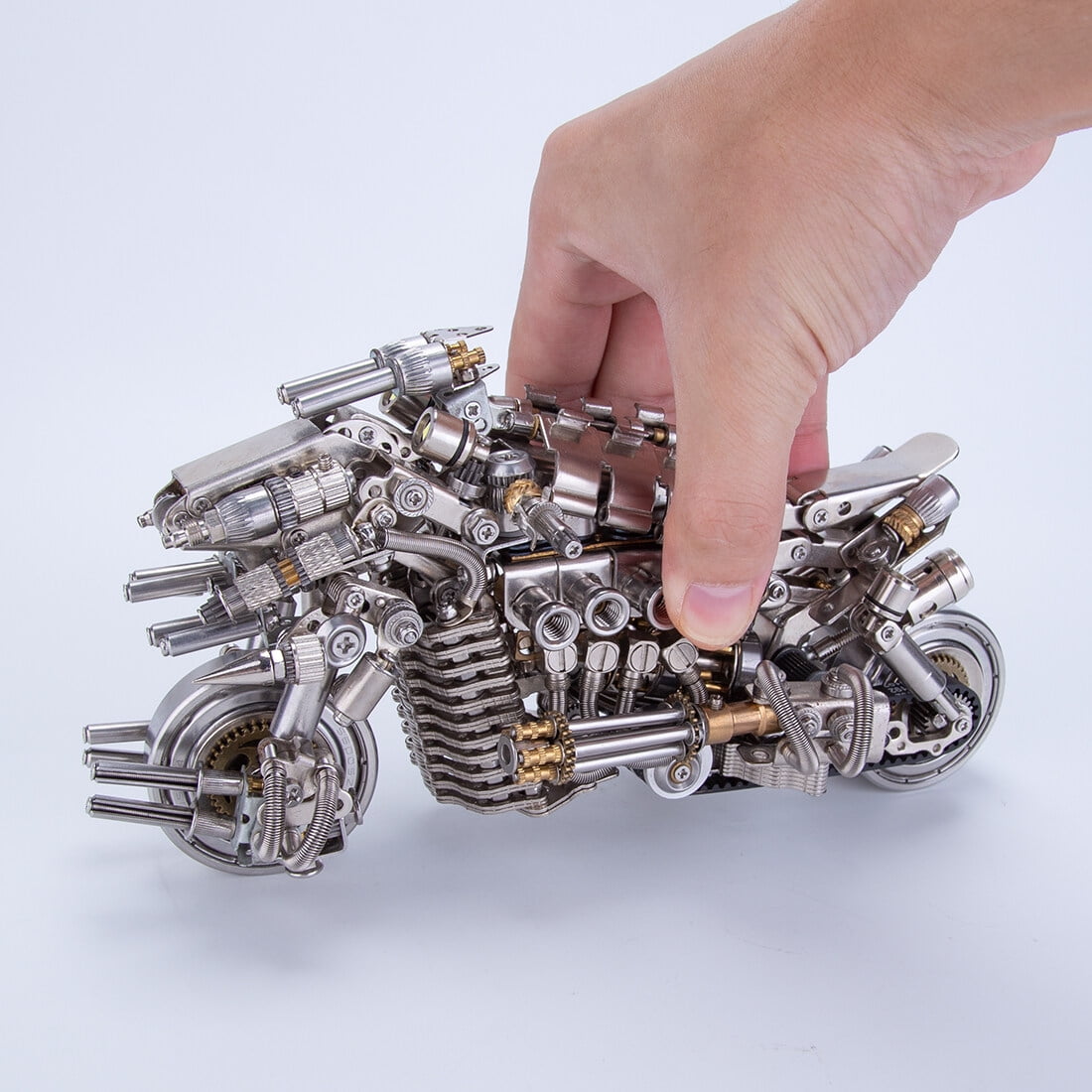 Motorcycle 3D DIY Metal Assembly Model | 600+ Piece Stainless Steel Puzzle Kit with Detailed Manual | Collector's Display for Home & Office Decor