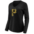 thumbnail image 2 of Women's Black Pittsburgh Pirates Core Distressed Team Long Sleeve T-Shirt, 2 of 3