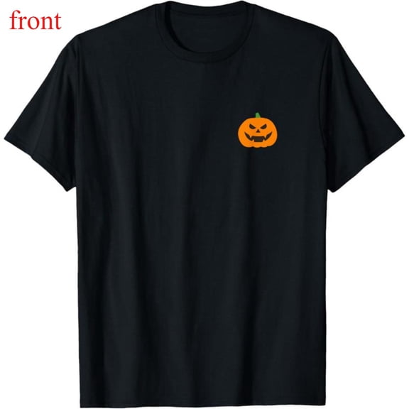 Comfortable Minimal Pumpkin Tee Cotton Halloween Graphic Top Short Sleeve Round Neck Black S-5XL