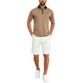 thumbnail image 2 of INSPIRE CHIC Men's Zipper Closure Colorblock Short Sleeve Basic Polo Shirt 2XL Khaki, 2 of 5