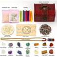 thumbnail image 5 of 35PCS Healing Crystals Stones Set, 7 Rough & Tumbled Chakra Stones, 80g Crushed Stones,Necklace, 8 Magic Candles, 7 Paper/Sage/Feather/Salt, Wooden Grid and Box for Beginners Meditation Yoga, 5 of 6