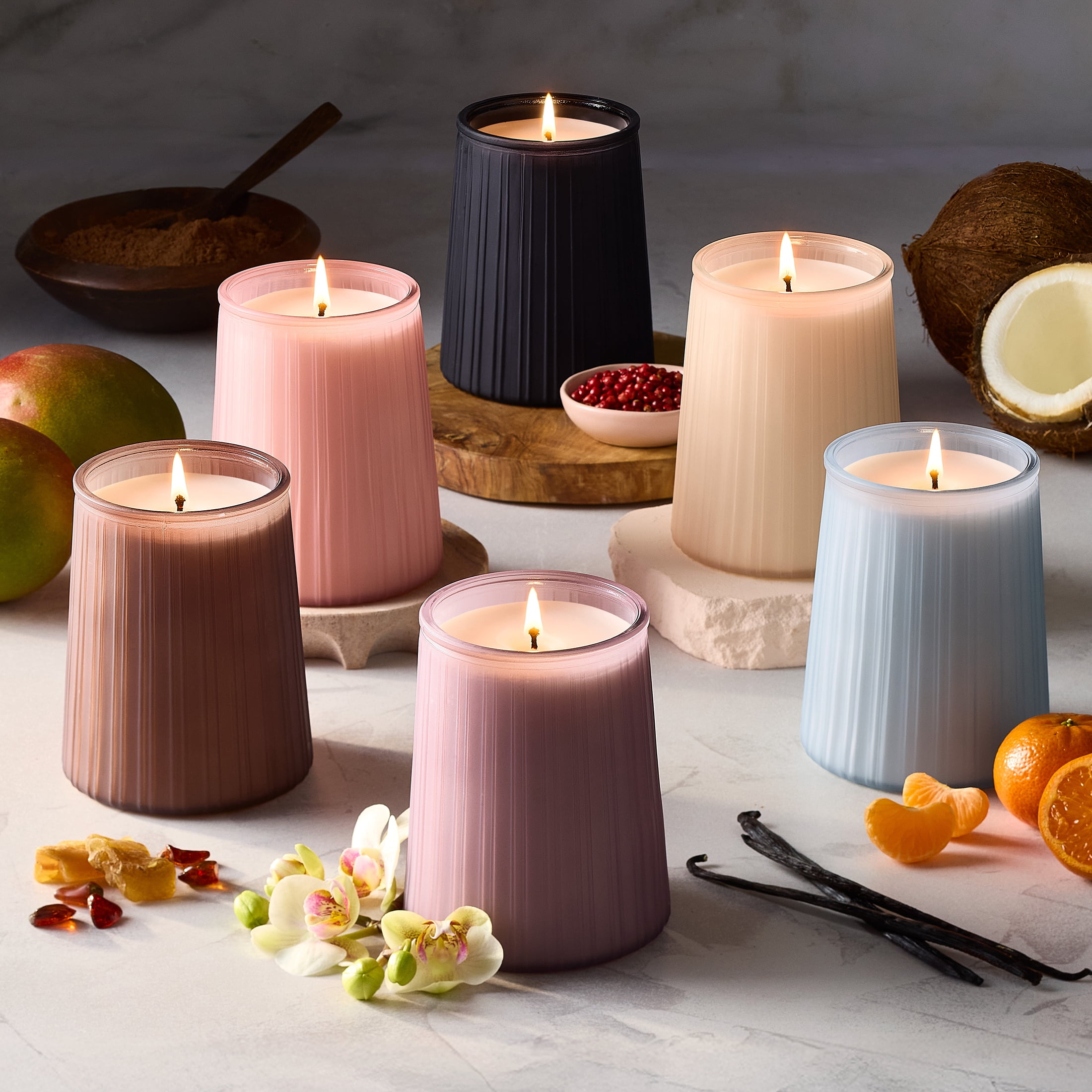 Better Homes & Gardens Salted Coconut and Mahogany Scented Ribbed Jar Candle, 16.1 oz
