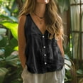 thumbnail image 2 of Olyvenn Linen Tank Tops Womens Sleeveless Tops Dressy Casual Button Down Shirts Loose Fit Blouse Work Office Outfits Black XL, 2 of 7