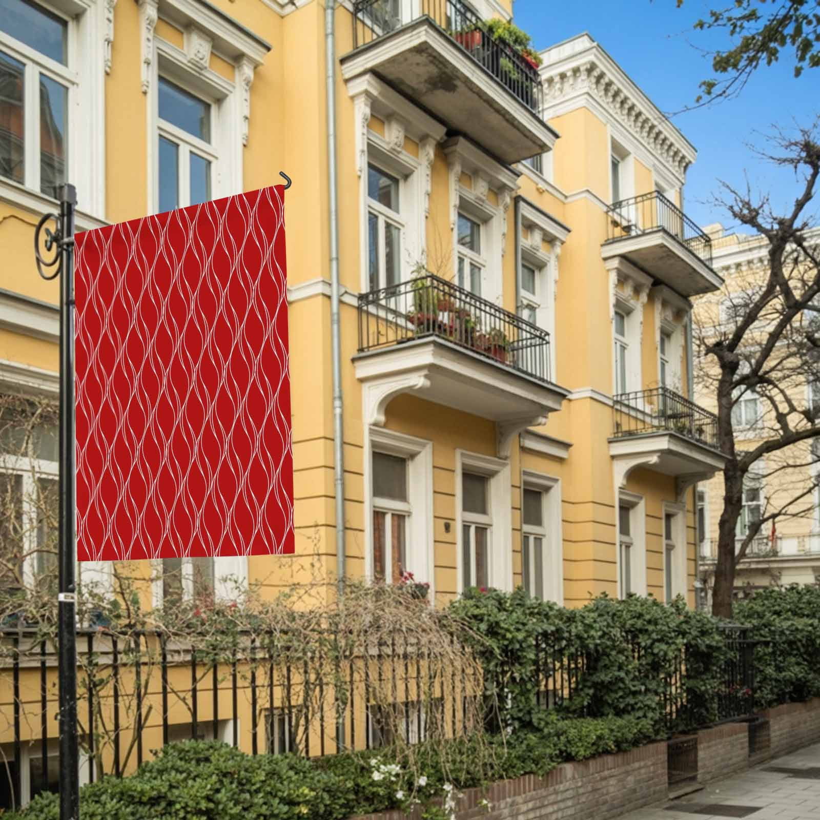 Red Stripes Lines House Flag 28 x 40 Inches, Abstract Waves Striped Classic Weather Proof Outdoor Patio Flags Double Sided Small House Decoration for Yard Lawn Outside Home