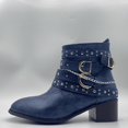 thumbnail image 6 of NOKIO Women'S Statement Buckle Ankle Boots Women'S Retro Cowboy Ankle Boots Women's Boots Girls Short Bootie Cowboy Motorcycle Leather Shoes Ankle Boots Women'S Chic Pointed Toe Booties, 6 of 7