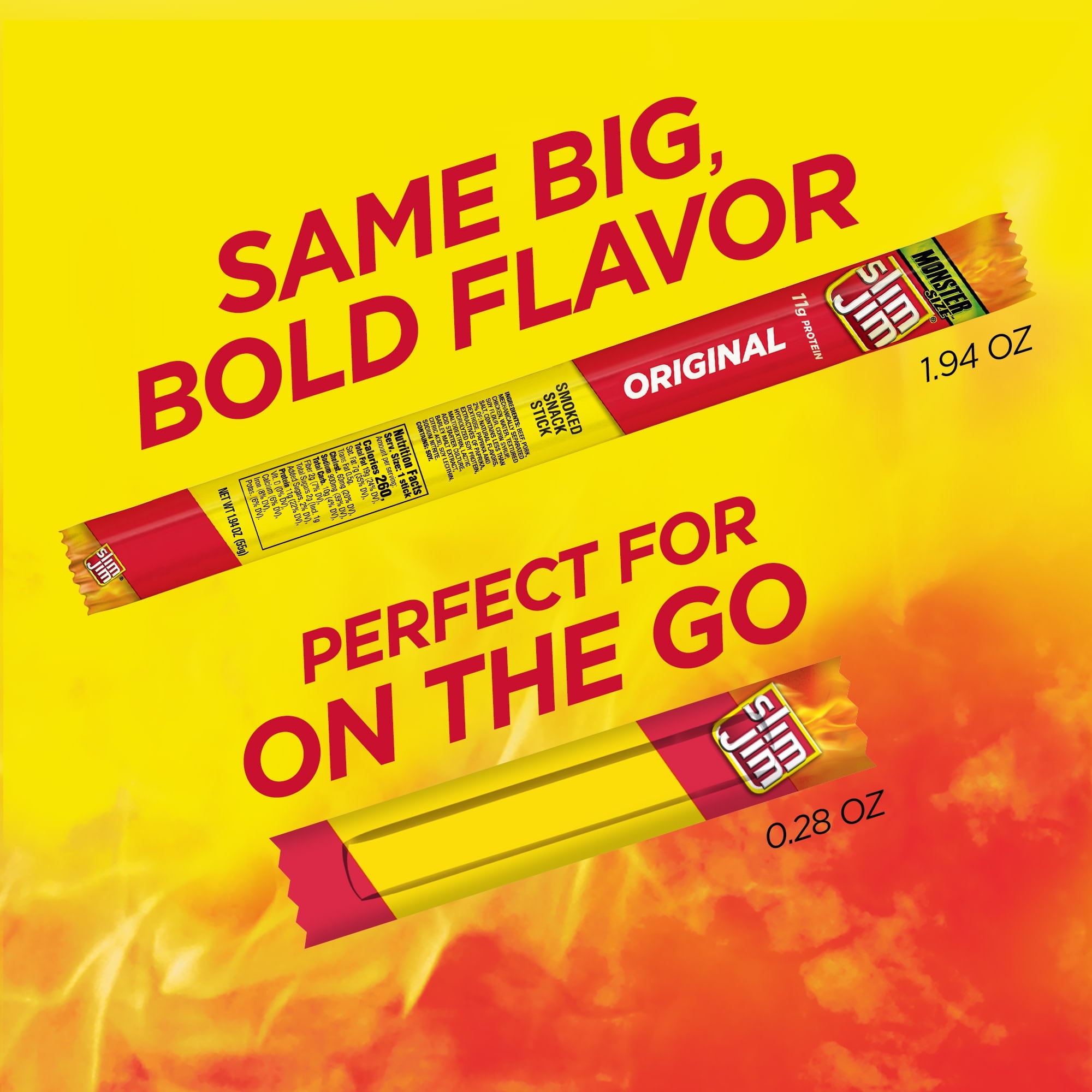 (4 pack) Slim Jim Smoked Meat Sticks, Original Flavor, 6g Protein Per Serving, Snack Size, 0.28 oz., 46-Count (Pack of 4)