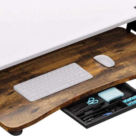 Desktop Keyboard Tray, Under Desk Pull Out,25.59" X 11.81" Large Size Radian Keyboard Tray with C-Clip Mount, Easy Installation, Computer Keyboard Stand, for Home Study and Office(Wood)