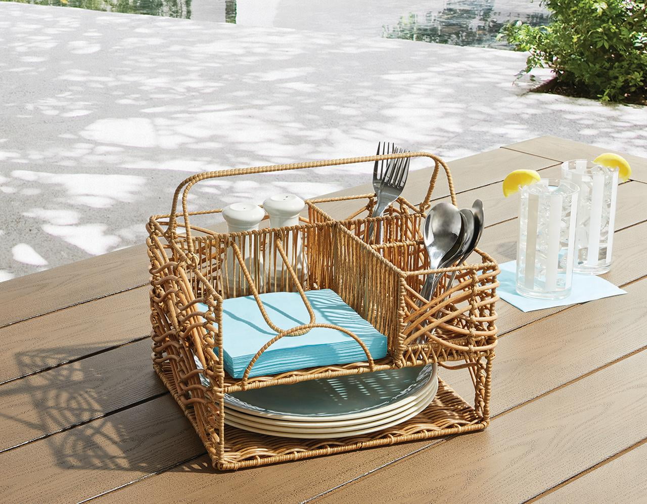 Details about   Mesa Grey Rattan Woven Serving Caddy 