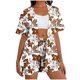 thumbnail image 1 of Cardigan largo para mujer con bolsillos Impresión sin posicionamiento Top de manga corta y pantalones cortos Set Casual Lounge Sudadera acogedora, 1 of 6