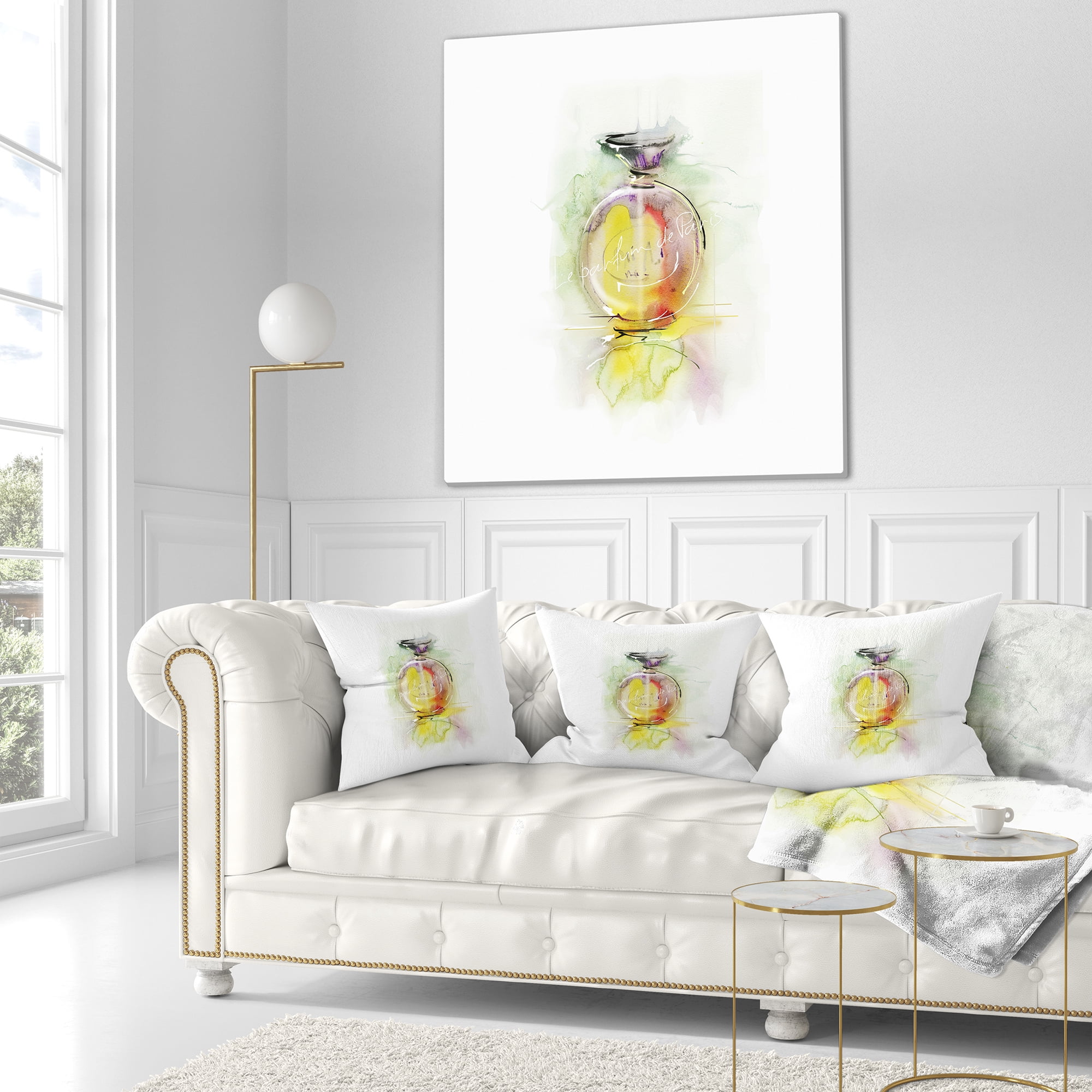 Designart Perfume Bottle Watercolor - Animal Throw Pillow - 16x16