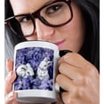 thumbnail image 2 of 3dRose, Little Easter bunnies among blue spring flowers, 15oz Two-Tone Black Mug, 2 of 7