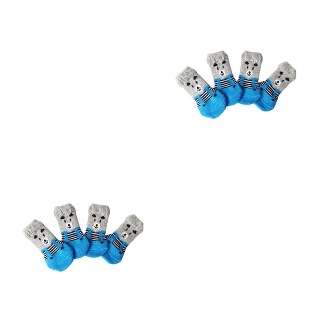 Methold 4 Uds calcetines para perros Control de tracción calzado para perros de dibujos animados Protector de pata cálido pequeño mediano 7.5x3x1 cm 1 2piezas