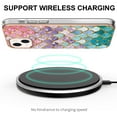 thumbnail image 3 of Nalacover for iPhone 14 Plus Slim Case, Fish Scale Marble Pattern Soft TPU Shockproof Lens Protection Cover for Women Girls, Compatible with MagSafe Wireless Charging Case,Colorful Scales, 3 of 5
