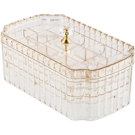 NiHome Transparent 3-Layer Jewelry Organizer Box with Elegant Gold Handle, Efficient Storage Versatile for Earrings, Rings, Bracelets & Watches, Stylish Multi-Functional Accessory Holder