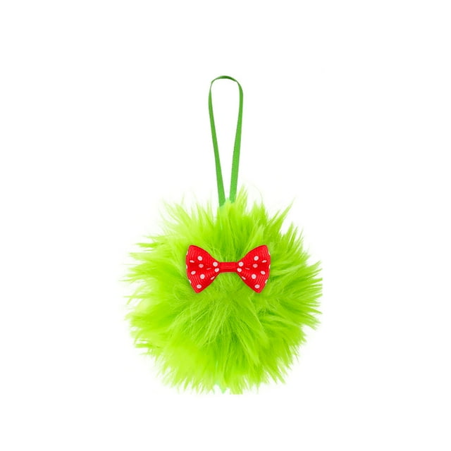 Pendentif de Sapin de Noël Boules Imitation Fourrées avec Ruban Décorations de Fête
