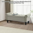 thumbnail image 5 of Storage Bench, 50" Queen End of Bed Bench, Linen Tufted Button Upholstered Bedroom Bench, Storage Ottoman with Rolled Arms, Window Bench with Storage, for Living Room, Entryway Light Brown, 5 of 6