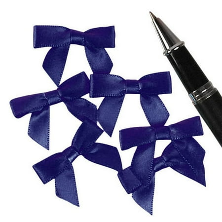 Navy Blue Bow - Mini Navy Blue Satin Bows - 1 1/4 in. x 1in. - 50 Pack