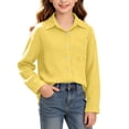 thumbnail image 3 of SDNall Girls Classic Button Down Long Sleeve Shirts, Collared Neck Casual Tops for School Uniform & Everyday Wear, Fall Versatile Layering Blouse Tees 3-14 Years, 3 of 10