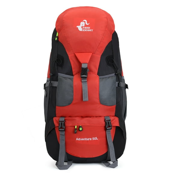 PACOLO Lightweight Water Resistant 50L Backpacking Backpack, Red