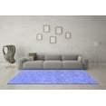 thumbnail image 3 of Ahgly Company Machine Washable Indoor Square Abstract Blue Modern Area Rugs, 3' Square, 3 of 4
