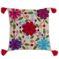 thumbnail image 1 of SARO 1720.M18S 18 Po Carré Brodé Fleur Design Poly Rempli Coussin - Blanc, 1 of 1