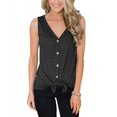 thumbnail image 1 of Camisetas sin mangas con cuello en V y botones para mujer, camisetas básicas informales de verano sin mangas con lazo en la parte delantera, camisola con tiras Ormromra HMYH006-6, 1 of 4