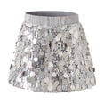 thumbnail image 4 of hotojiny Kids Sparkly Sequin Mini Skirt Girls Elastic Waist Glitter Party Skirt with Built-In Shorts Children Dance Outfit(Silver,13-14 Years), 4 of 9