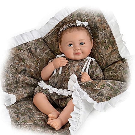 The Ashton - Drake Galleries Camo Cutie So Truly Real® Fully Poseable Weighted Lifelike Realistic Baby Girl Doll with RealTouch® Vinyl Soft Skin and Camo Outfit Blanket by Ping Lau 18"