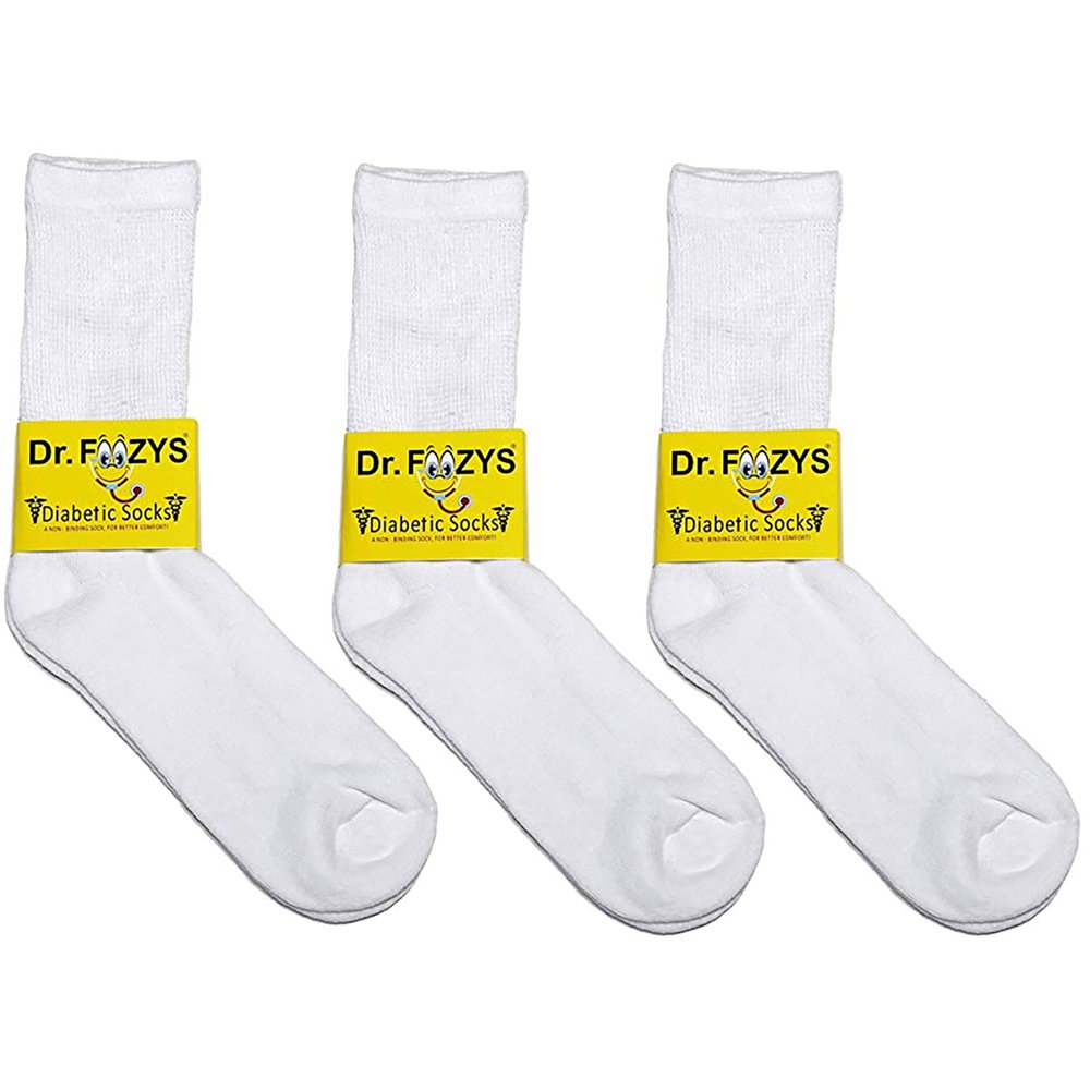 Dr. Foozys Mens White Circulation Diabetic Socks, Sizes 612, 3 pack