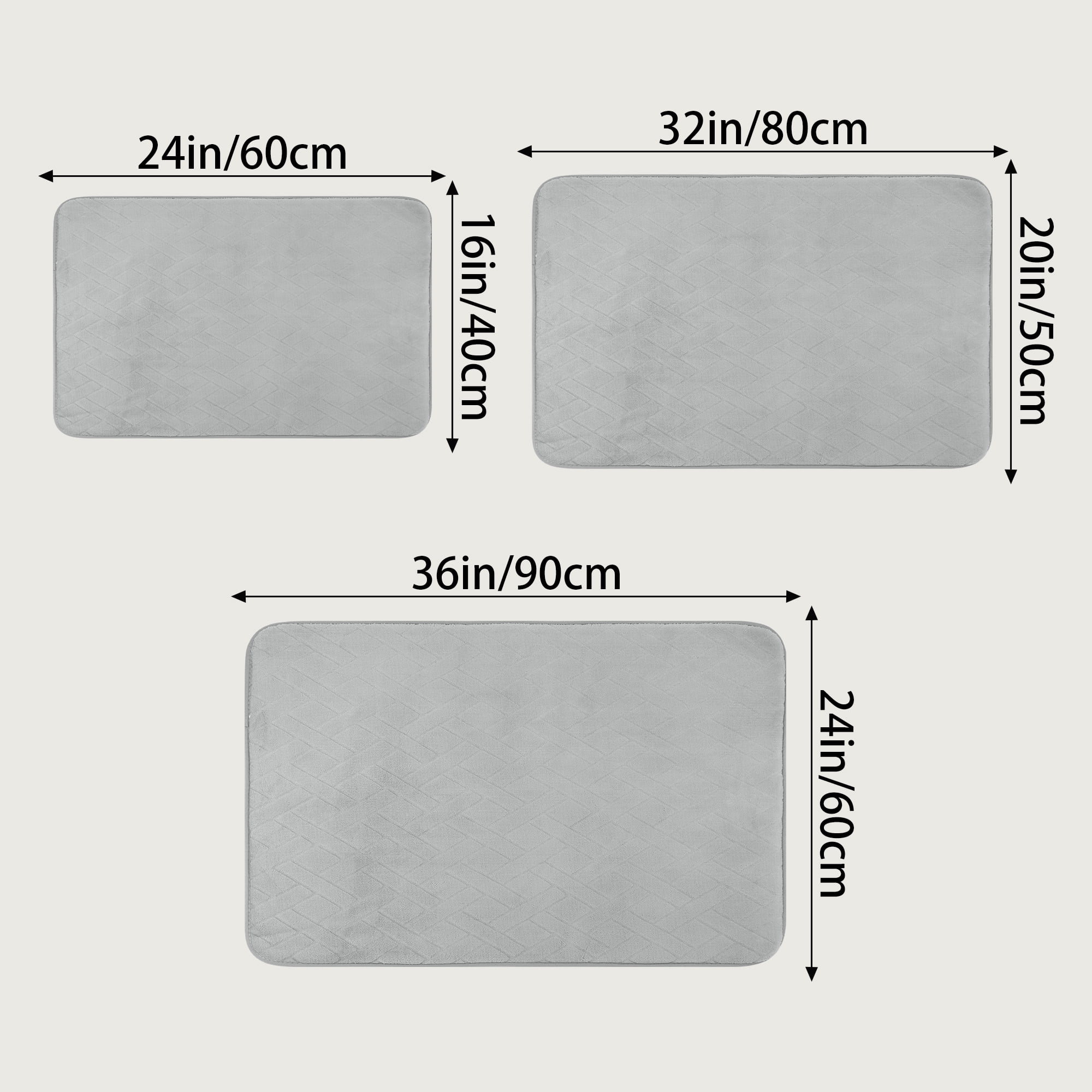 Unique Bargains Bathroom Mat Memory Foam Non-Slip Bath Rugs Grey 16" x 24"