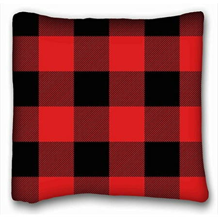 Black Buffalo Check Pillow WinHome Pillowcase Rustic Red And Black Buffalo Check Plaid Throw Pillow Case Cases Cover Cushion Covers Sofa Size 18x18 Inches Two Side ()