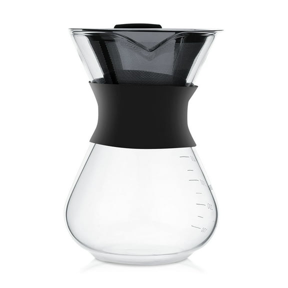 Pour Over Coffee Maker Set, Manual Hand Drip Coffee Maker Glass Pot with Stainless Steel Filter for Home Travel
