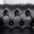thumbnail image 6 of Chesterfield Luxury Leather 1 Seater Single Sofa Couch, Mid-Century Modern Couch Sofa with Removable Cushions and Rubber Wood Legs for Living Room Bedroom Apartment Black, 6 of 7