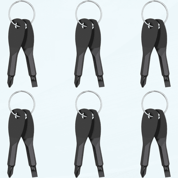 6Pcs Keychain Screwdriver Set, Portable Screwdriver Keychain Tool, Flathead and Phillips Bit Screwdriver Stainless Steel Mini Key Shape Screwdriver Tool, for Men Father Husband