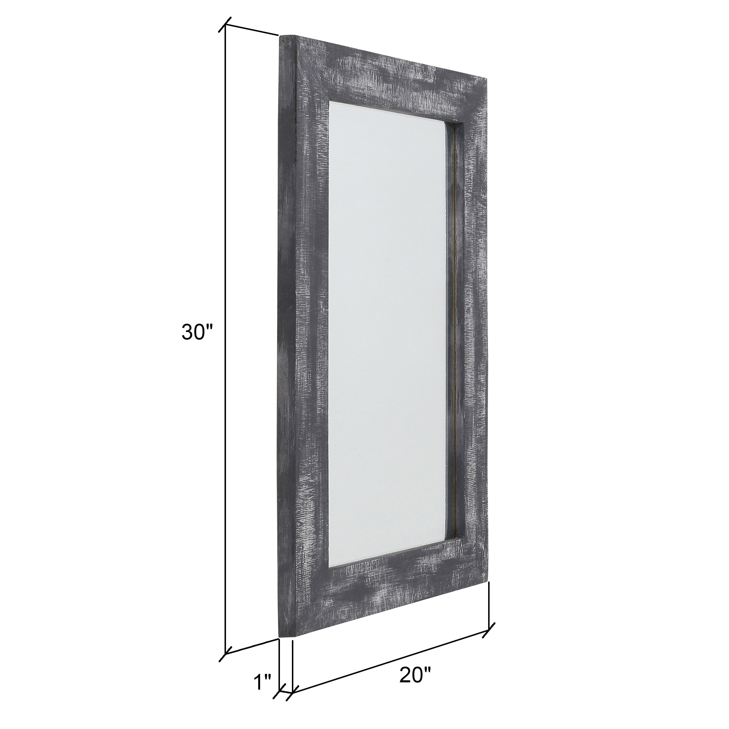 Morris Rustic Wood Wall Mirror - Gray 30 x 20 by Aspire 