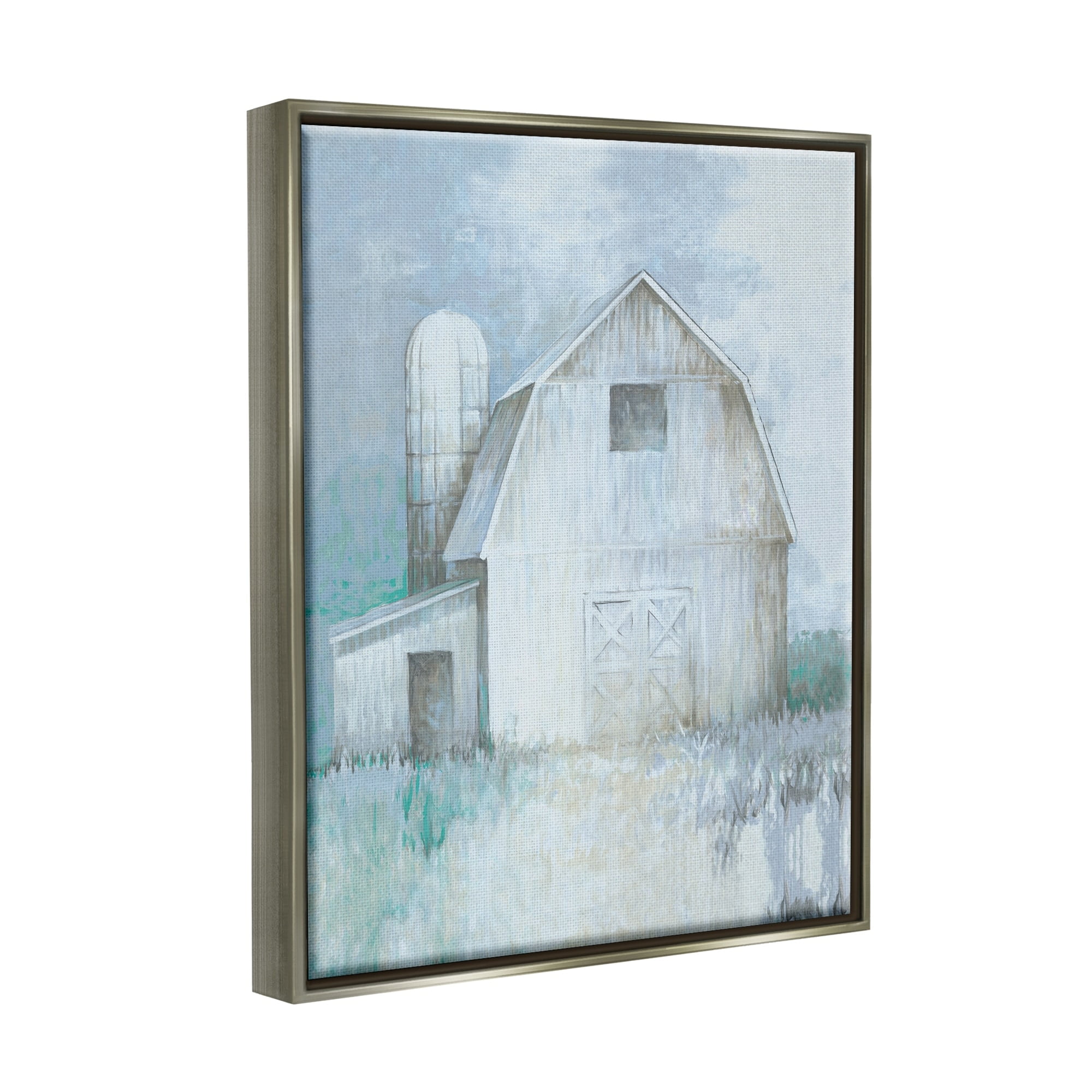 Stupell Industries Modern Country Barn Contemporary Pastel Brush Strokes Painting Luster Gray Floating Framed Canvas Print Wall Art, Design by White Ladder